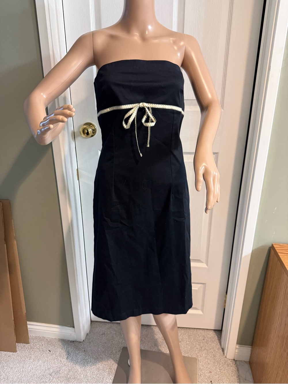 Y2K Ruth Strapless Dress Size 4 Ribbon Bow Black Classic Feminine Romantic